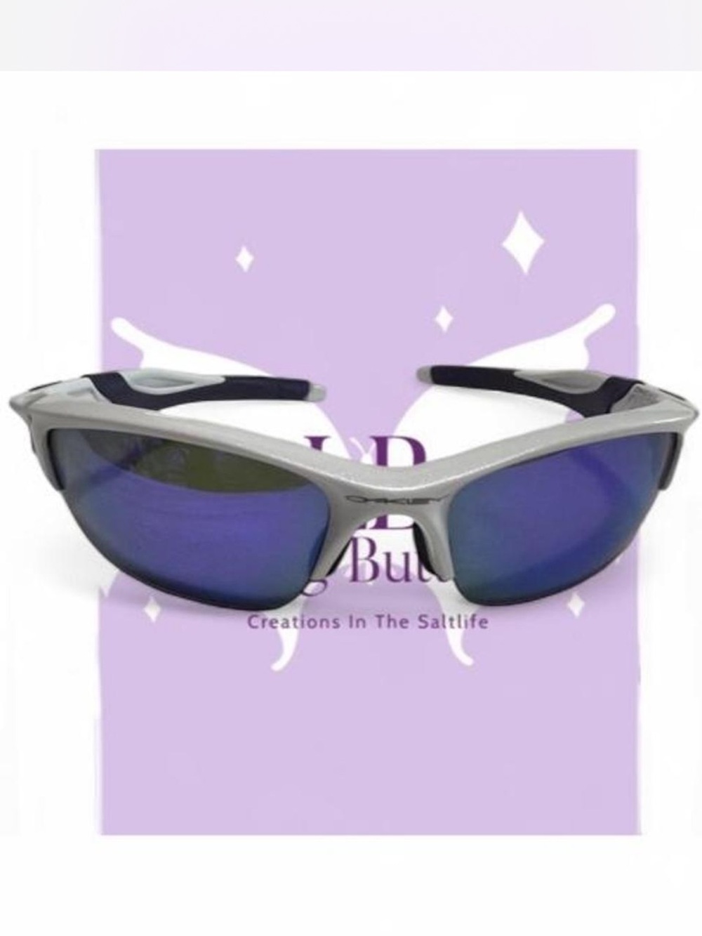 Oakley White Glitter Sparkle With Purple Accents Y2K with Purple Mirrored Lenses